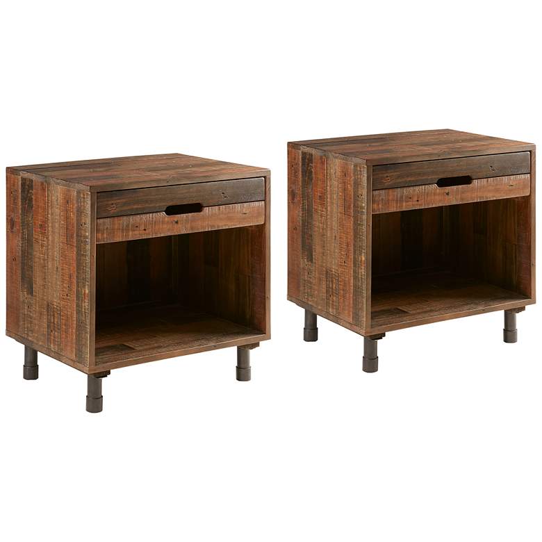 Image 1 INK + IVY Renu 24" Wide Wood 1-Drawer Modern Nightstands Set of 2