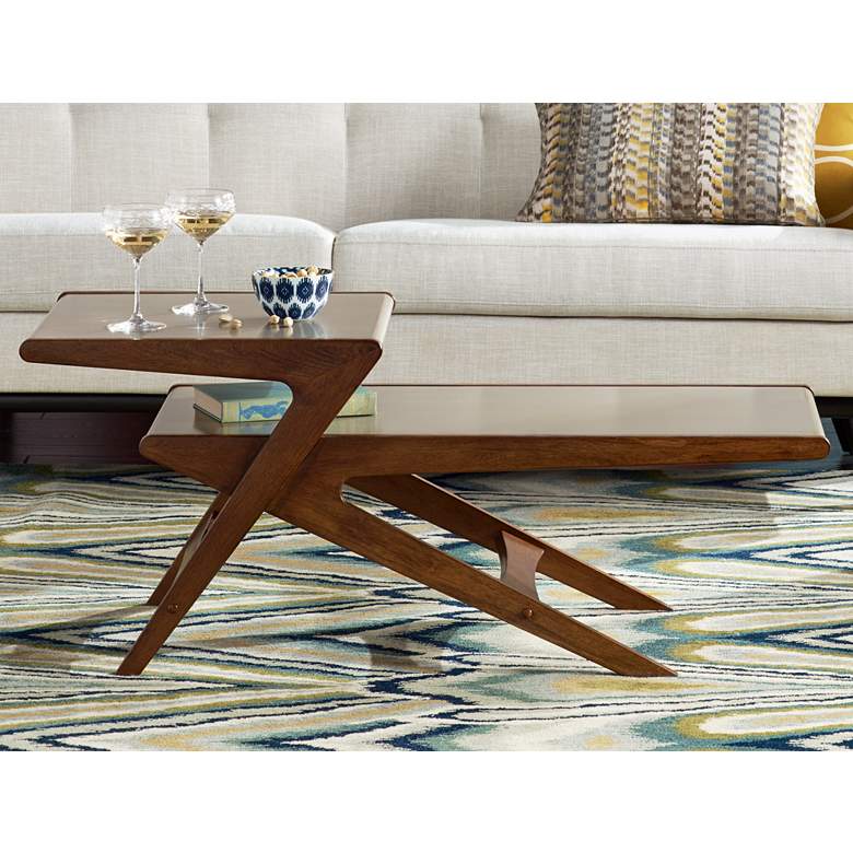 Image 1 INK + IVY Rocket Brushed Silver and Pecan Wood Coffee Table