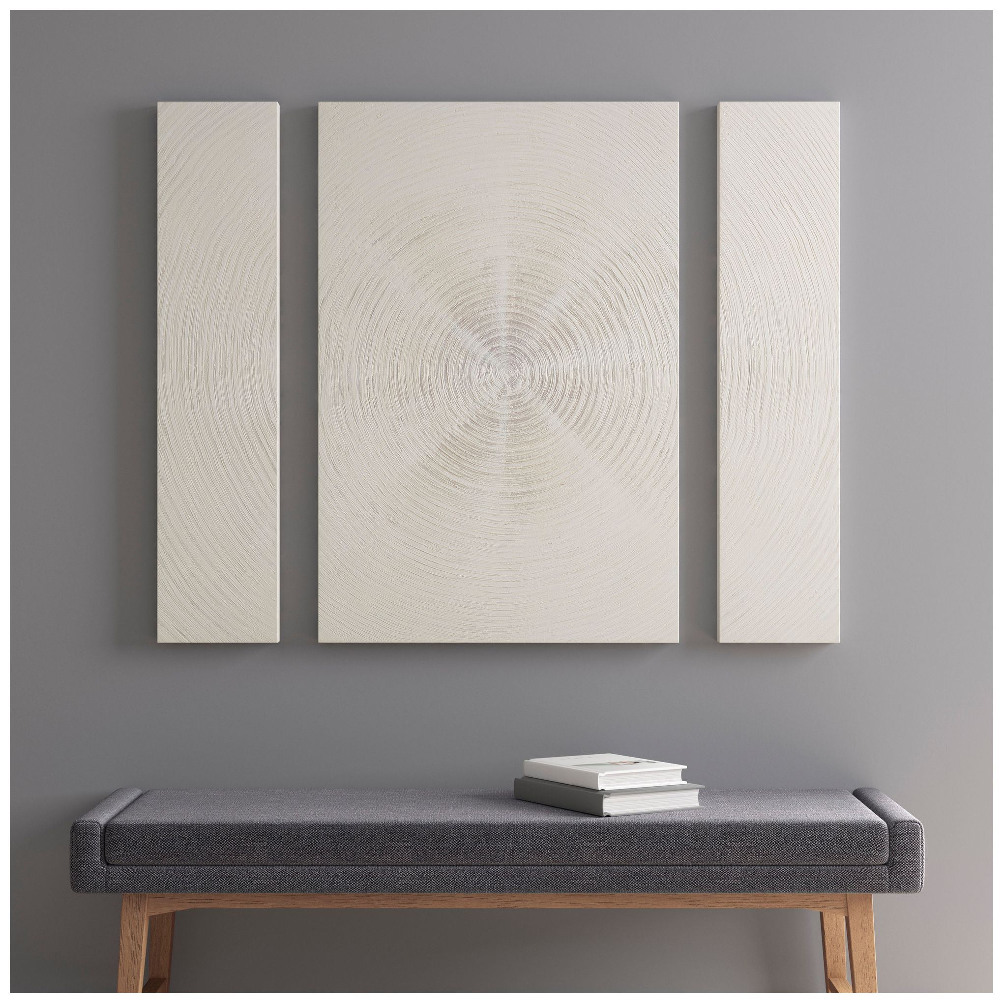 Image 2 INK+IVY Silver Silver Sand Abstract 3-piece Canvas Wall Art Set more views