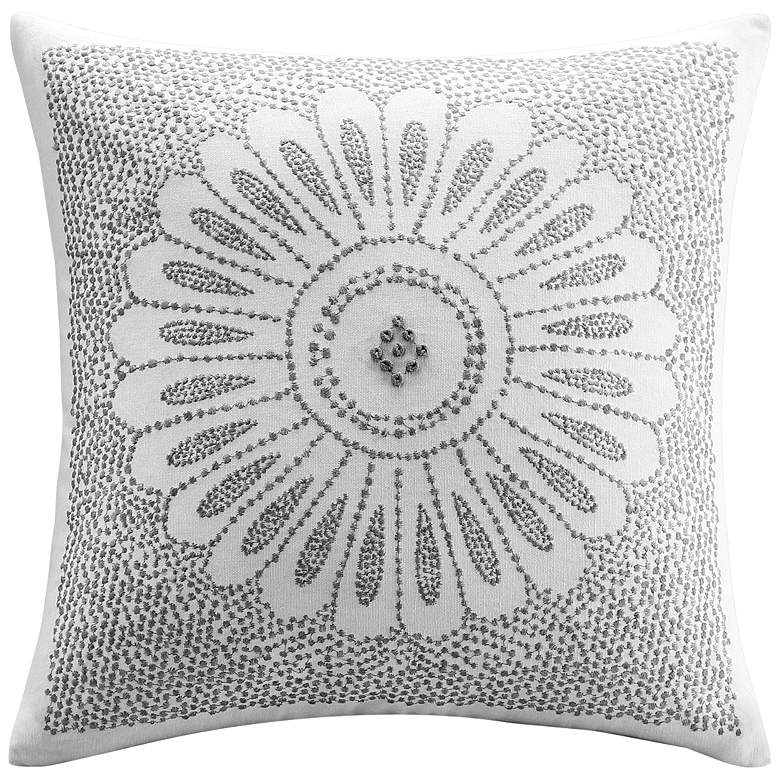 Image 1 INK + IVY Sofia Cotton Embroidered 20" Square Throw Pillow