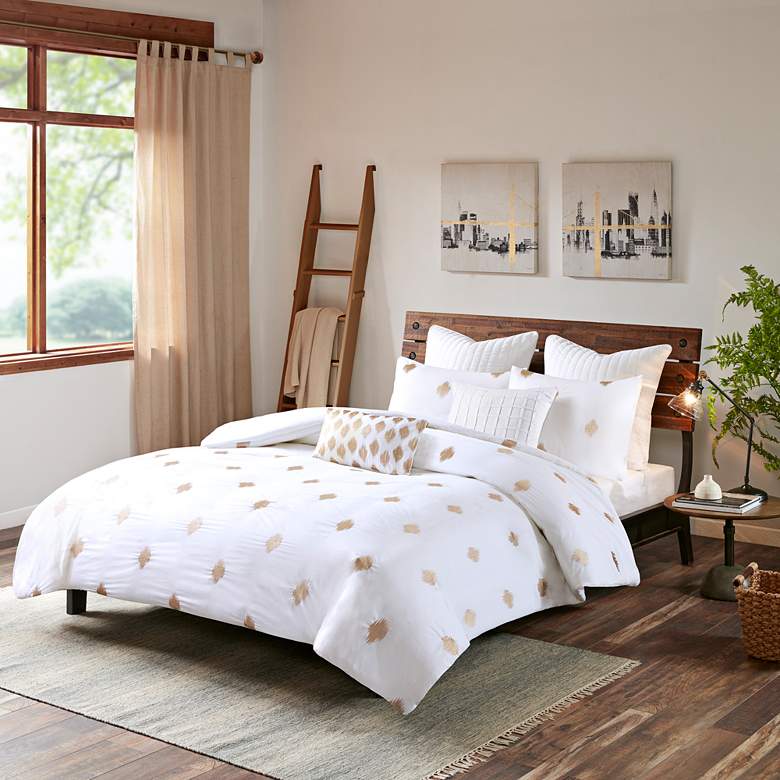 Image 1 INK+IVY Stella Dot Copper 3-Piece Queen Duvet Cover Mini Set