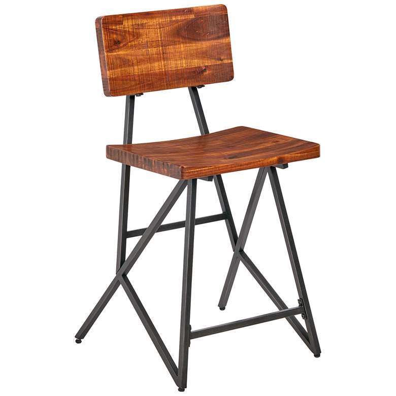 Image 2 INK+IVY Trestle 19" Reclaimed Wood and Metal Industrial Counter Stool