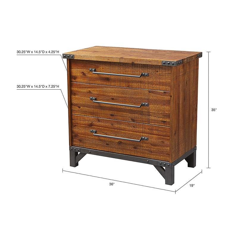 INK + IVY Vera 36 inch Wide Amber Graphite Wood 3-Drawer Dresser more views