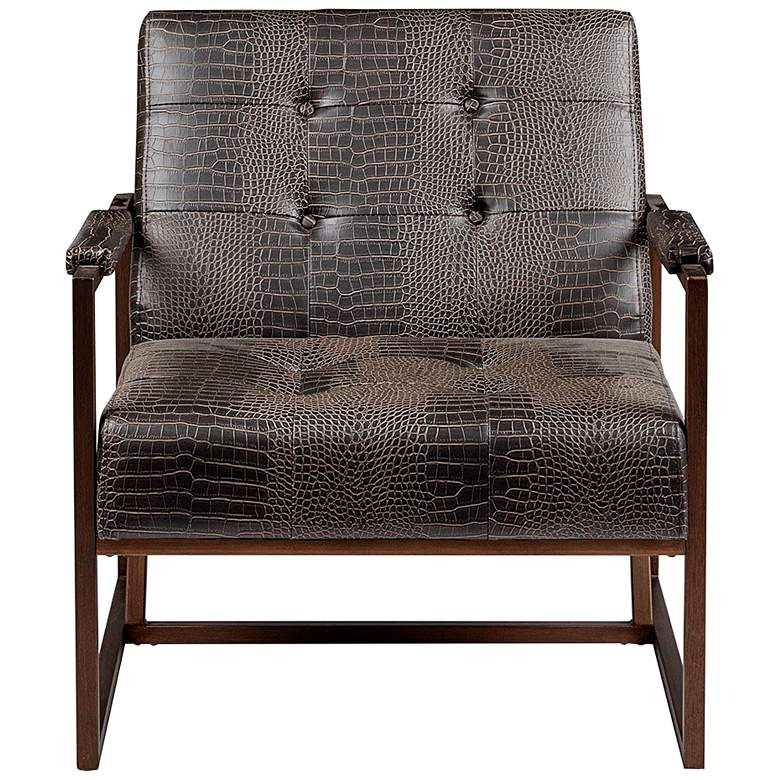 Image 2 INK + IVY Waldorf Chocolate Brown Alligator Faux Leather Lounge Chair