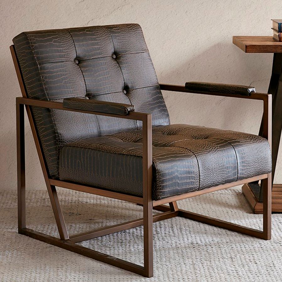 brown metal lounge chairs