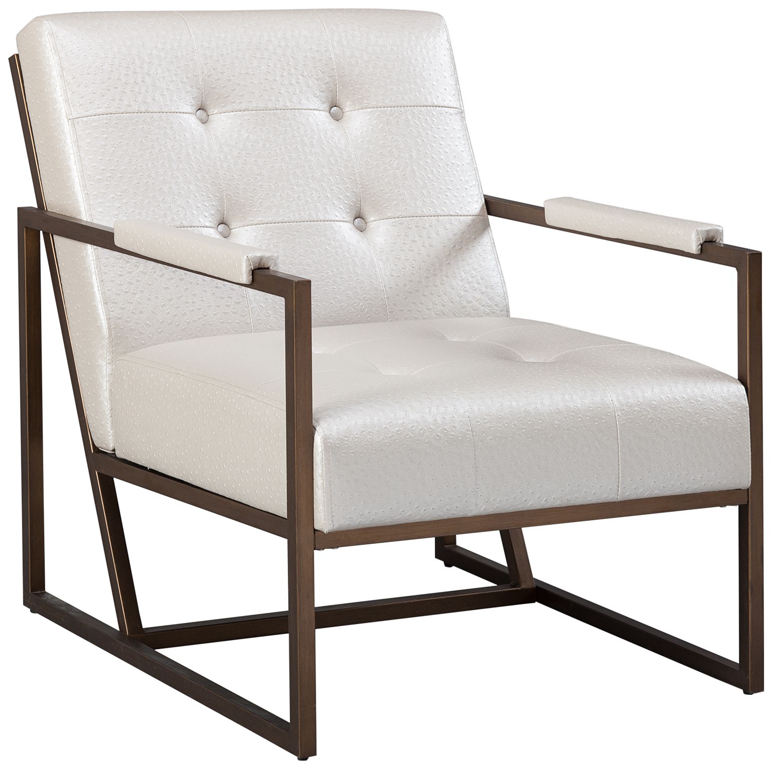 INK + IVY Waldorf White Antique Bronze Metal Lounge Chair