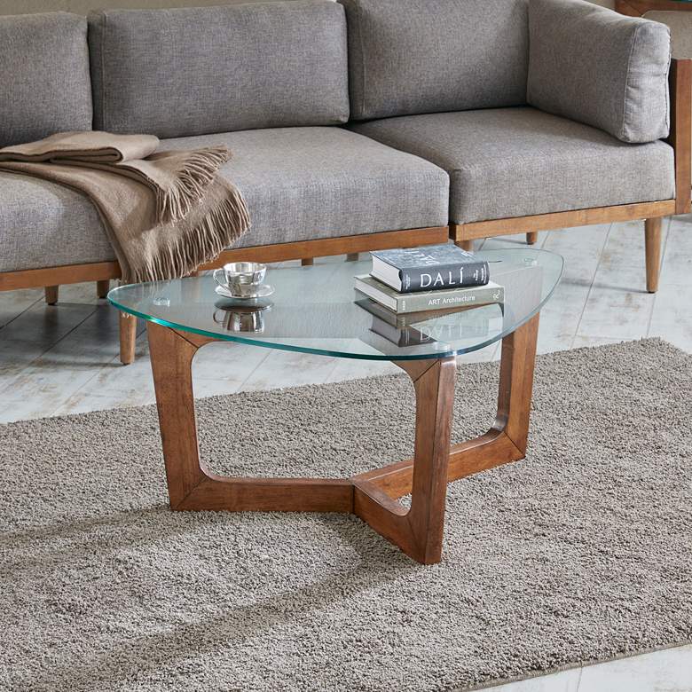 Image 1 INK + IVY Walker 42" Wide Warm Pecan Triangular Modern Coffee Table