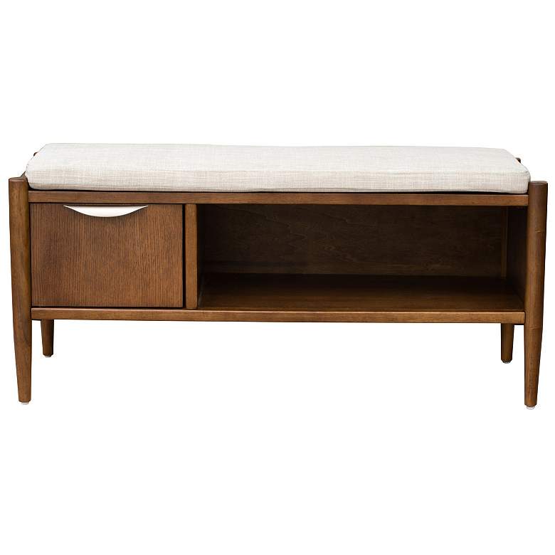 Image 1 INK+IVY Walnut Brown Arcadia Accent Bench with Storage and Cushion