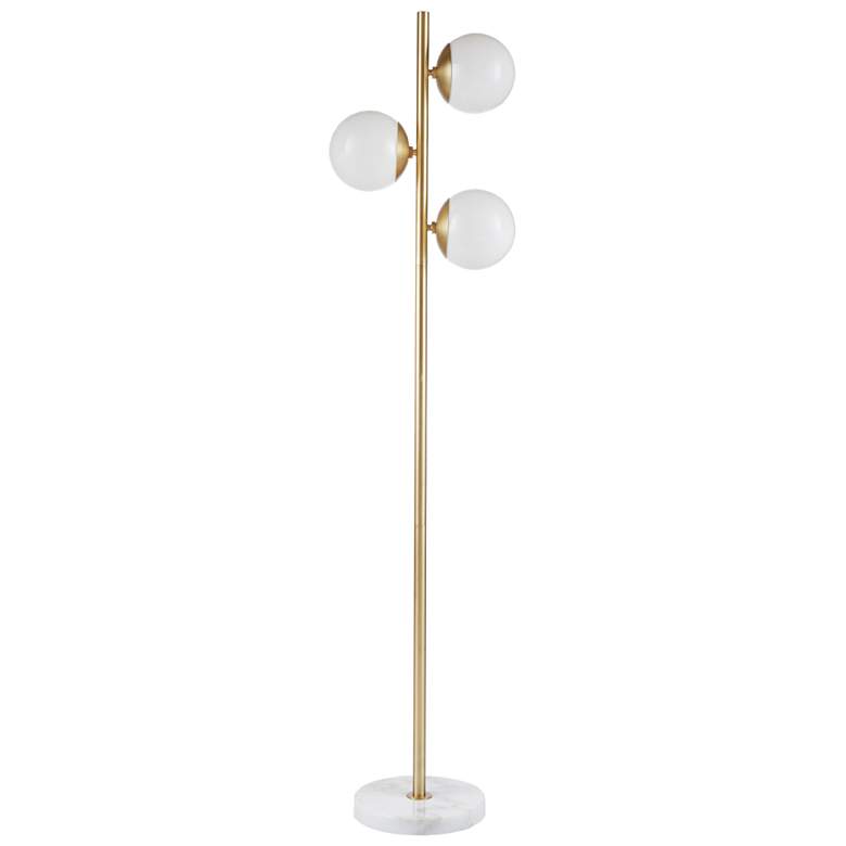 Image 1 INK+IVY White/Gold Holloway 3-Globe Light Floor Lamp with Marble Base
