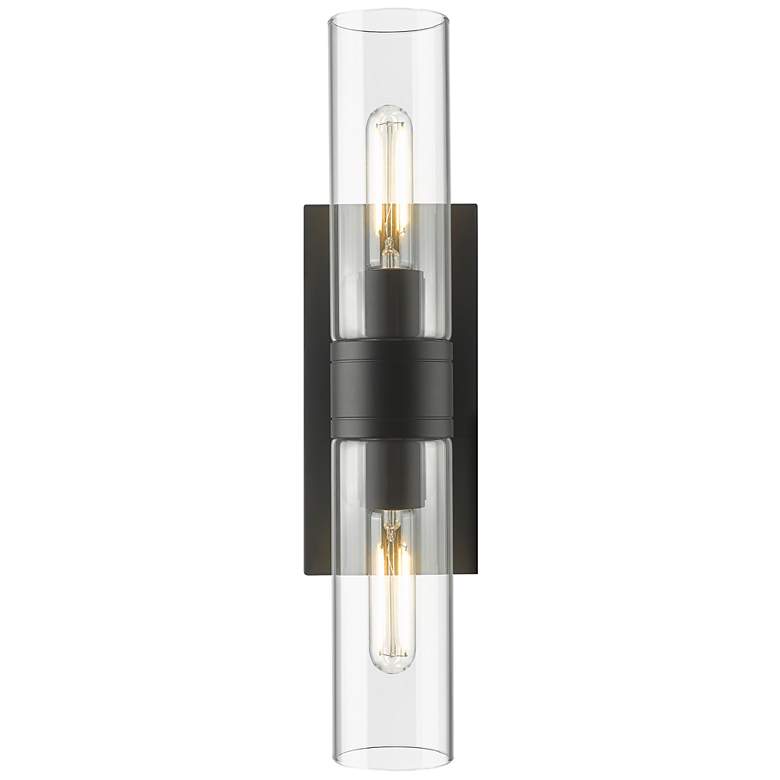Image 1 Innovation Lighting Boreas 18" Matte Black Clear Glass Wall Sconce