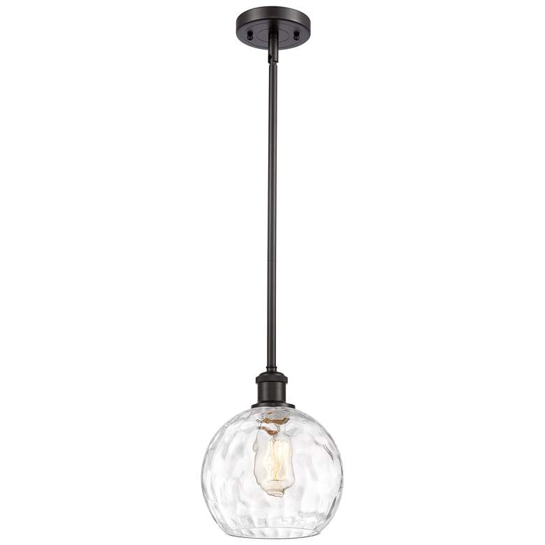 Image 1 Innovations Athens 8" Wide Bronze and Water Glass LED Mini Pendant