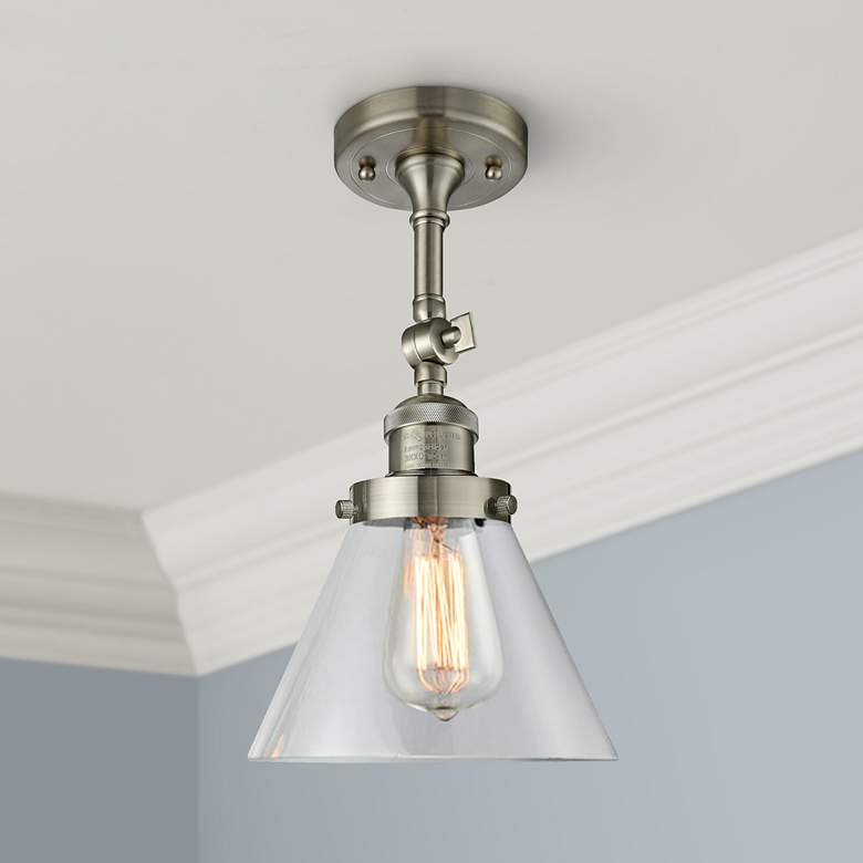 Image 1 Innovations Large Cone 8" Brushed Nickel Adjustable Ceiling Light