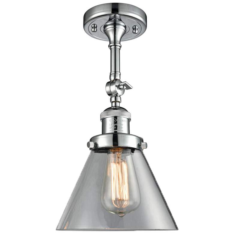 Image 1 Innovations Large Cone 8" Polished Chrome Adjustable Ceiling Light