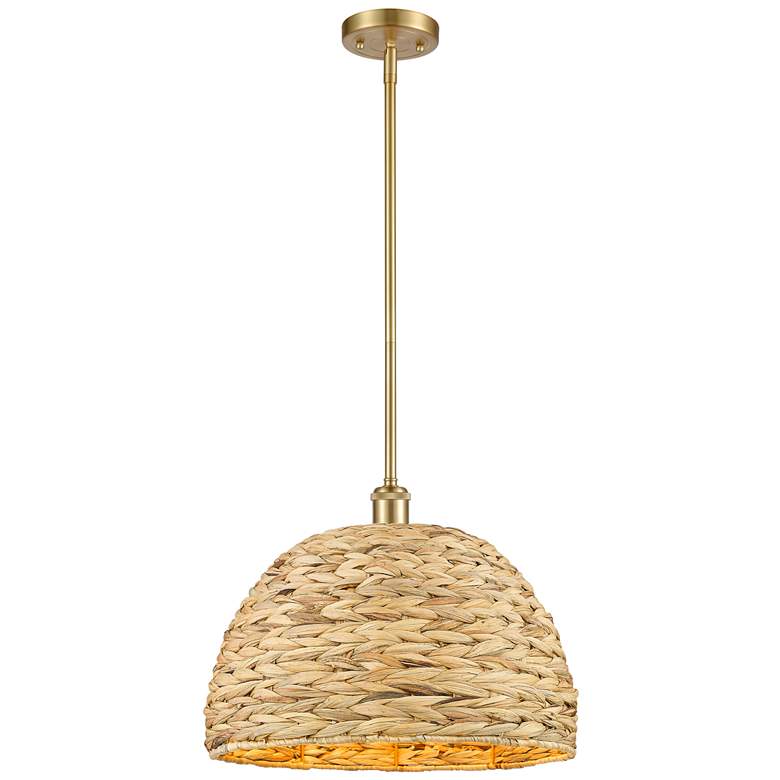 Image 1 Innovations Lighting 15 3/4" Wide Gold and Woven Rattan Pendant Light