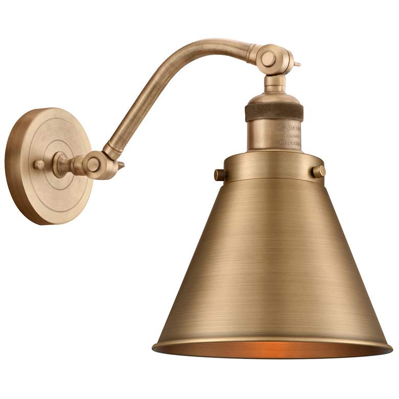 Image 1 Innovations Lighting Appalachian 8" Wide Brass Bent Arm Wall Light