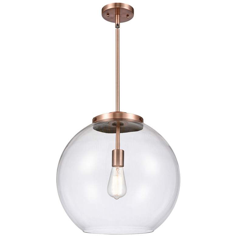 Image 1 Innovations Lighting Athens 16" Antique Copper Clear Glass Pendant