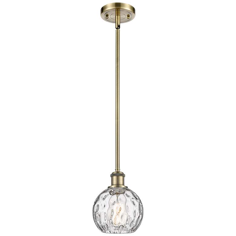 Image 1 Innovations Lighting Athens 6" Brass and Water Glass LED Mini Pendant