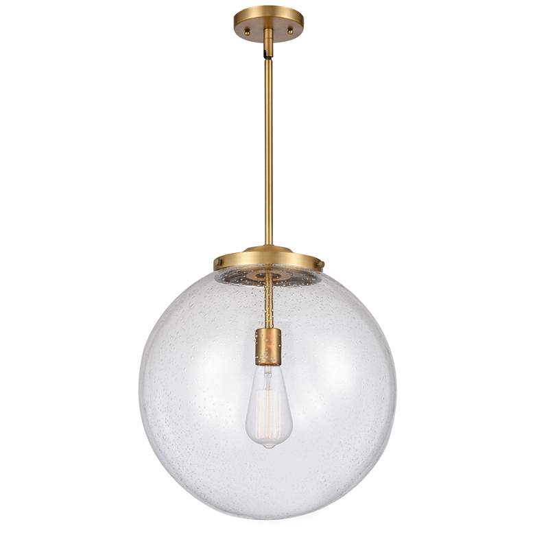 Image 1 Innovations Lighting Beacon 16" Brushed Brass Seeded Glass Pendant
