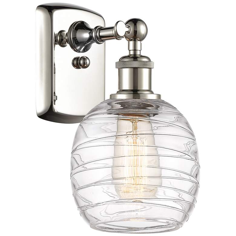 Image 1 Innovations Lighting Belfast 11" Nickel Deco Swirl Glass Wall Light