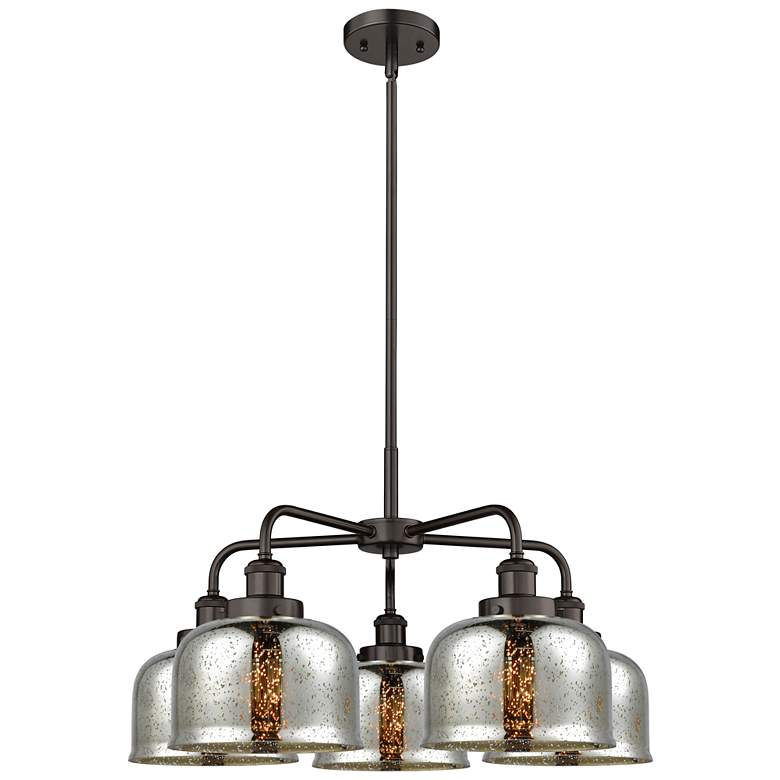 Image 1 Innovations Lighting Bell 26" 5-Light Bronze Mercury Glass Chandelier