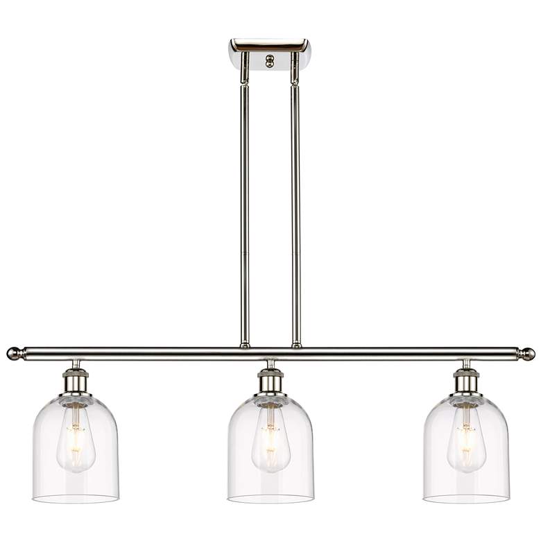 Image 1 Innovations Lighting Bella 36" Nickel and Glass 3-Light Linear Pendant