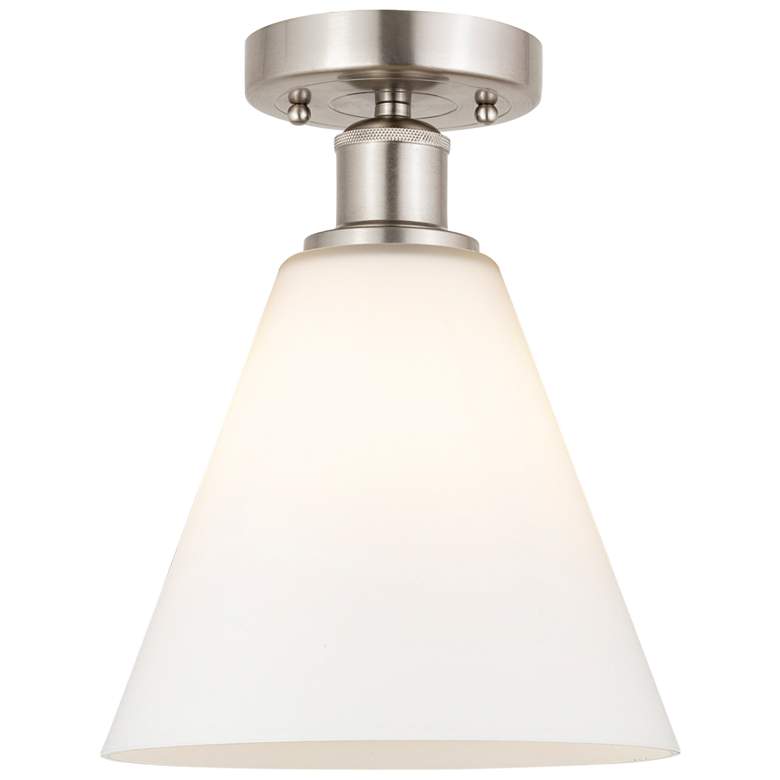 Image 1 Innovations Lighting Berkshire 8" Nickel Matte White Ceiling Light