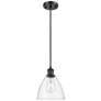 1_Innovations Lighting Bristol 7 1/2" Black and Clear Glass Mini Pendant