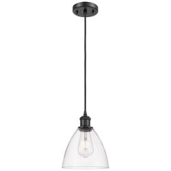 Innovations Lighting Bristol 7 1/2" Black and Clear Glass Mini Pendant
