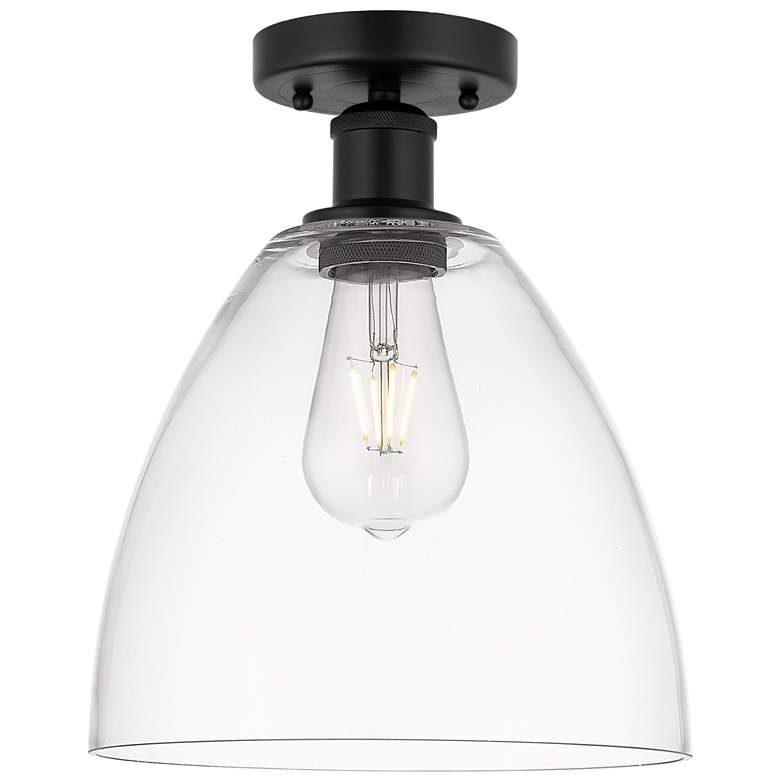 Image 1 Innovations Lighting Bristol 9" Black Clear Glass Dome Ceiling Light