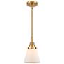 1_Innovations Lighting Caden Cone 6" Satin Gold White Glass Mini Pendant