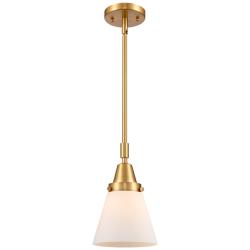 Innovations Lighting Caden Cone 6" Satin Gold White Glass Mini Pendant