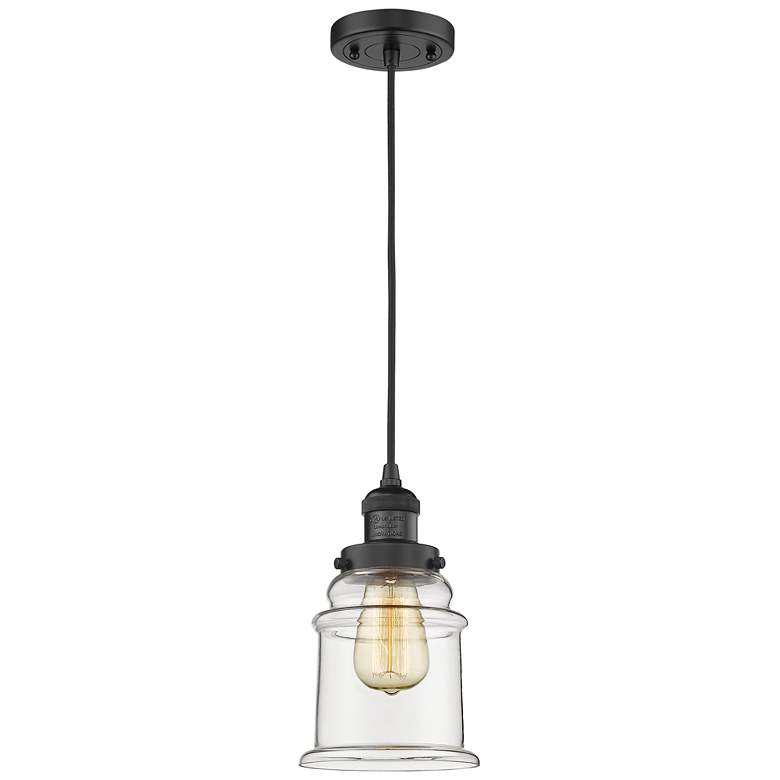 Image 1 Innovations Lighting Canton 6" Matte Black Clear Glass Mini Pendant