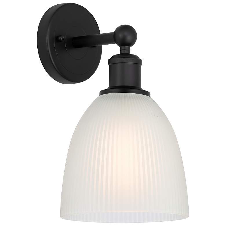 Image 1 Innovations Lighting Castile 11 1/2" Matte Black White Shade Sconce