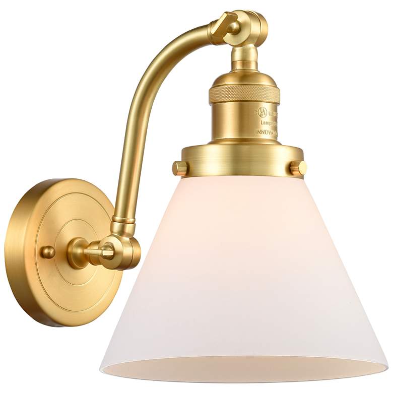 Image 1 Innovations Lighting Cone 11 1/2" Satin Gold Matte White Wall Light