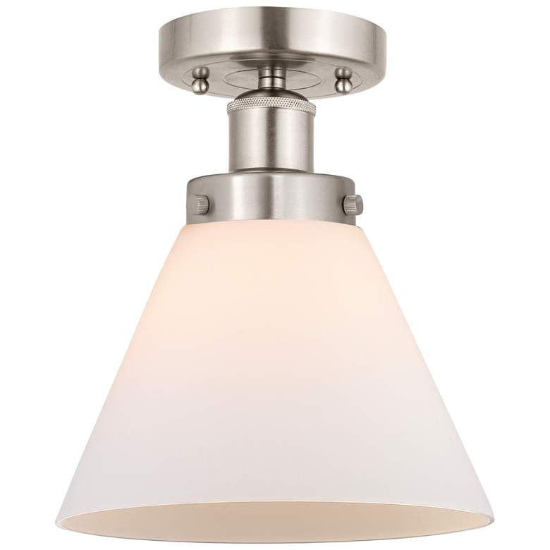 Image 1 Innovations Lighting Cone 7 3/4" Wide Nickel White Shade Ceiling Light