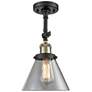 2_Innovations Lighting Cone 8" Wide Black and Brass Ceiling Light