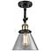 Innovations Lighting Cone 8" Wide Black and Brass Ceiling Light