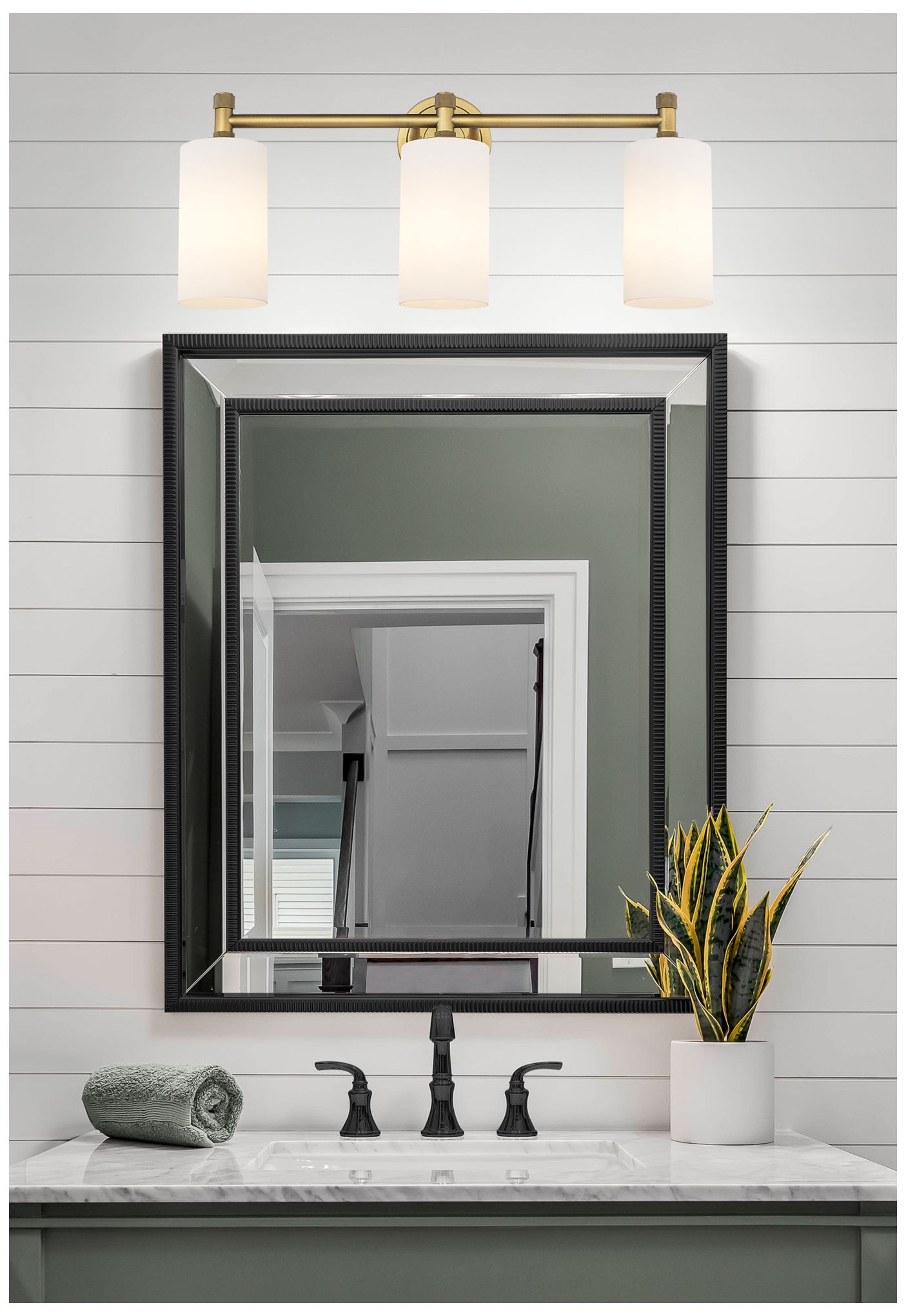 Image 3 Innovations Lighting Crown Point 24" Brass and White Glass Bath Light more views