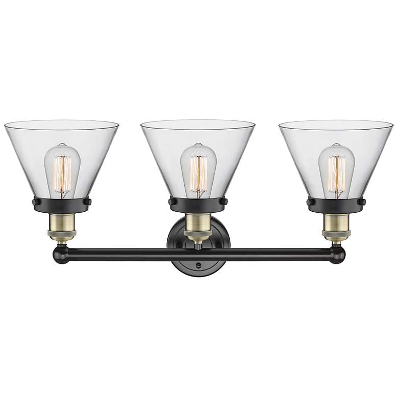 Image 2 Innovations Lighting Edison Cone 25 3/4" Black and Brass Bath Light more views