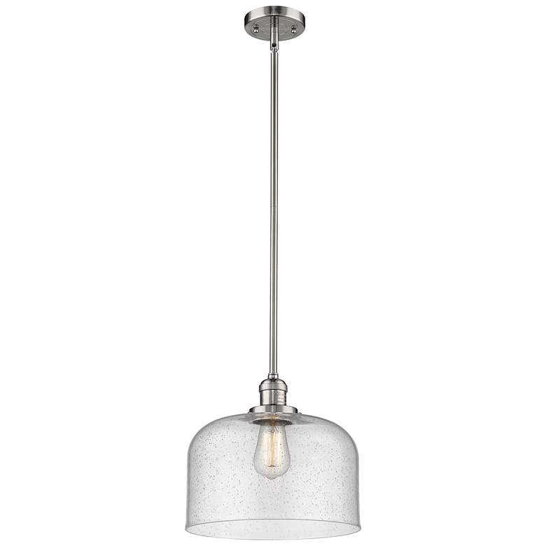 Image 1 Innovations Lighting Franklin 12" Nickel and Seeded Glass Mini Pendant