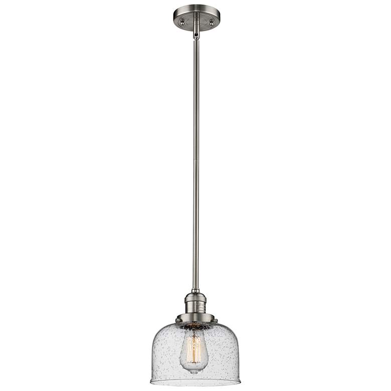 Image 2 Innovations Lighting Large Bell 8 inch Wide Nickel and Glass Mini Pendant