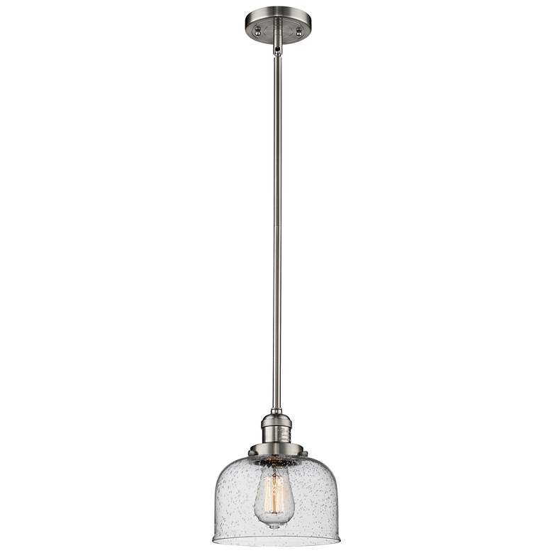 Image 2 Innovations Lighting Large Bell 8" Wide Nickel and Glass Mini Pendant
