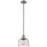 Innovations Lighting Large Bell 8" Wide Nickel and Glass Mini Pendant