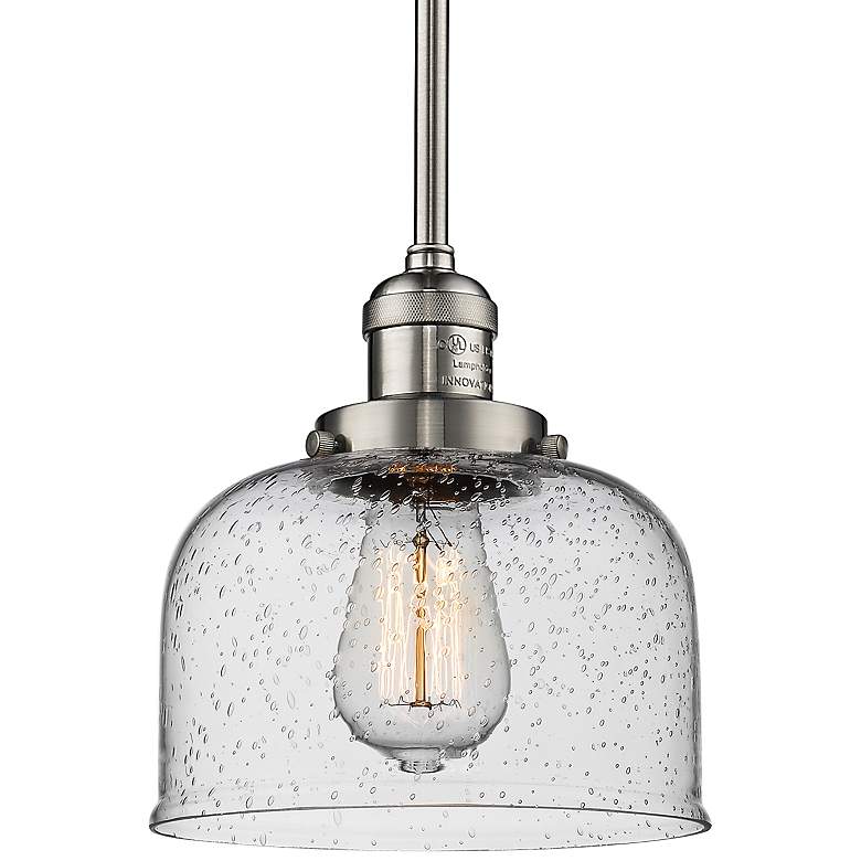 Image 4 Innovations Lighting Large Bell 8" Wide Nickel and Glass Mini Pendant more views