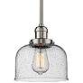 Innovations Lighting Large Bell 8" Wide Nickel and Glass Mini Pendant