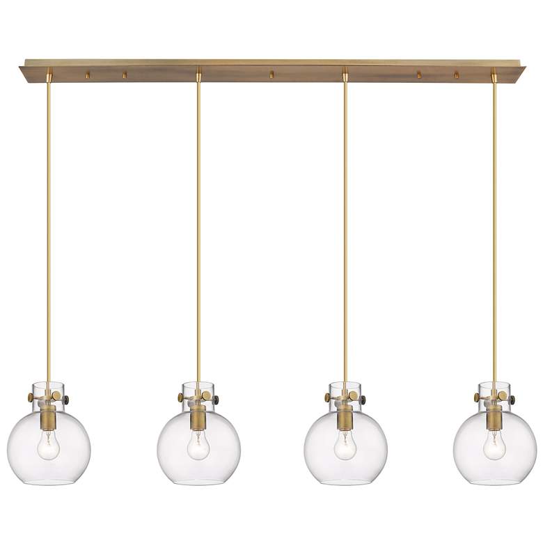Image 1 Innovations Lighting Malone 52" 4-Light Brass Clear Glass Pendant