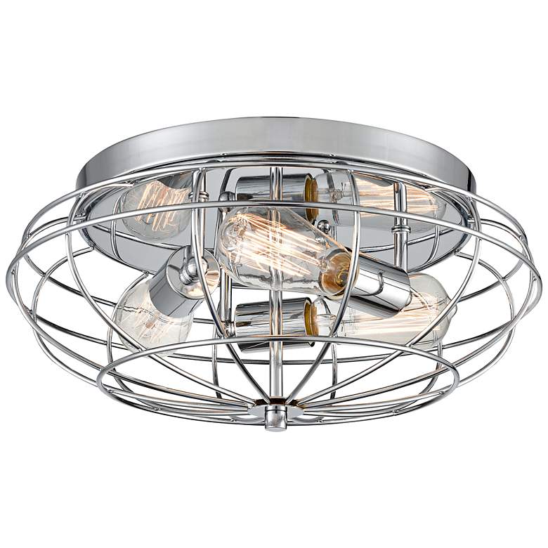 Image 2 Innovations Lighting Muselet 15" Cage Polished Chrome Ceiling Light