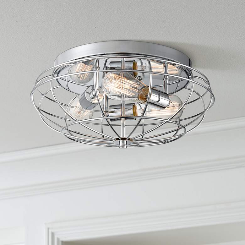 Image 1 Innovations Lighting Muselet 15" Cage Polished Chrome Ceiling Light
