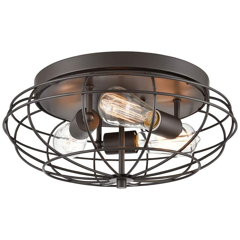 Image 2 Innovations Lighting Muselet 15" Rustic Cage Bronze Ceiling Light
