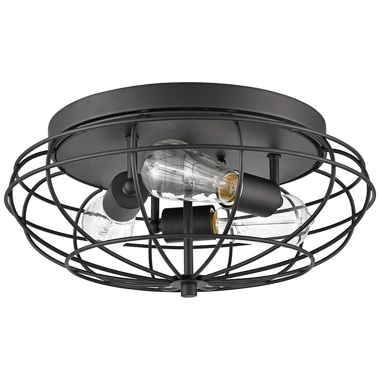 Image 4 Innovations Lighting Muselet 15" Rustic Cage Matte Black Ceiling Light more views